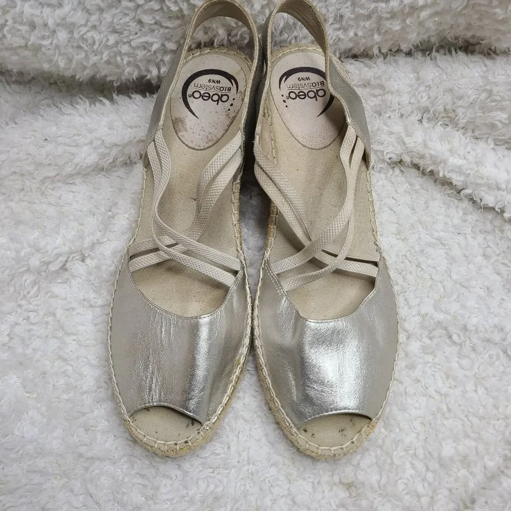 Abeo Bio System Delano Espadrille Wedge‎ Metalic Sandals Size 9